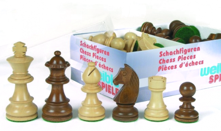Schachfiguren Staunton braun 70 mm, in Kartonverpackung