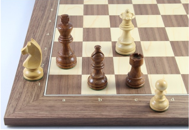 Schach Set No. 2/23 Akazie und Buchsbaum Königshöhe 95 mm, Tournament, mit Zahlen und Buchstaben