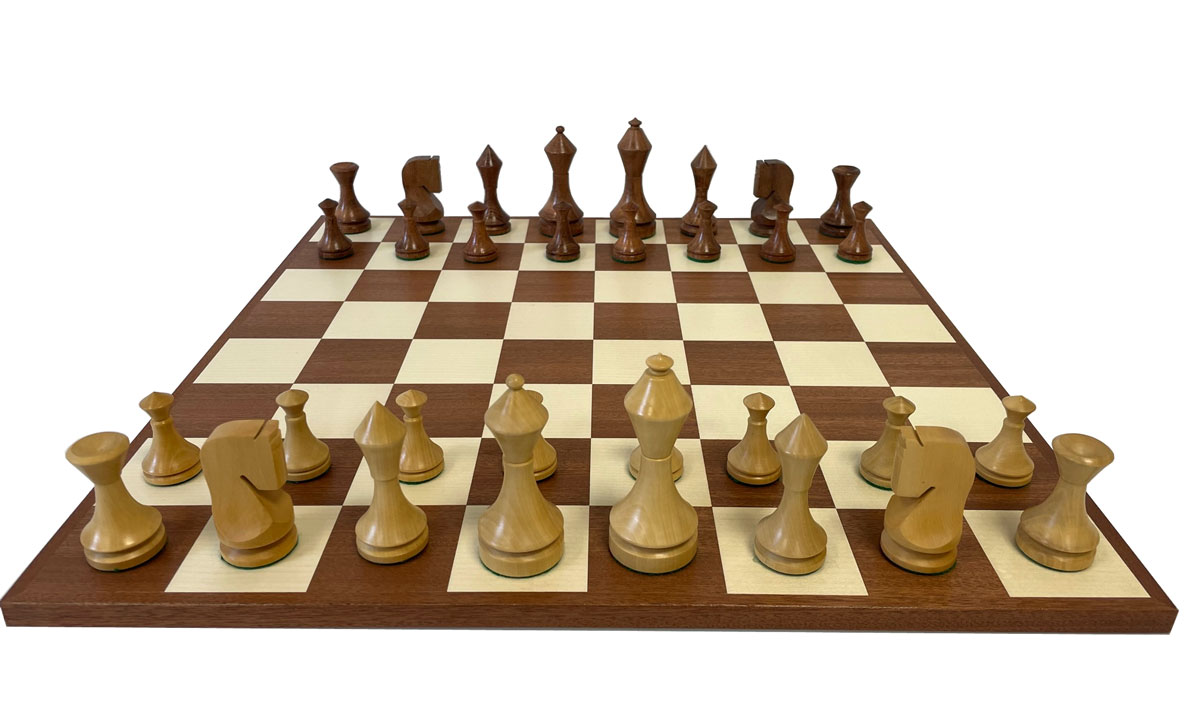 Schachset Modern EB-Art, Schachfiguren Akazie/Buchsbaum mit slimline Schachbrett